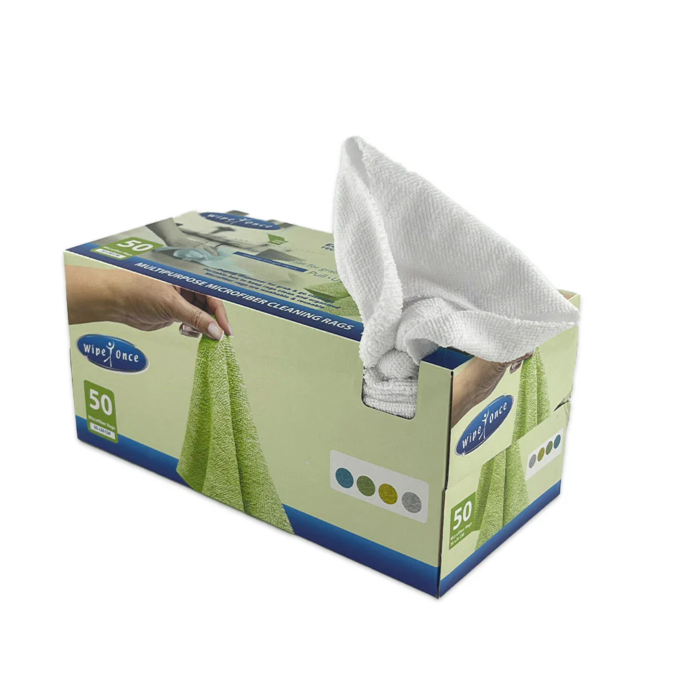 Wipe Once Edgeless Microfibre Box of Rags 50 Pack | 30x30cm - Image 3