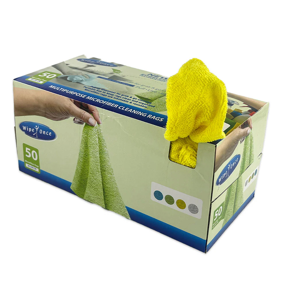 Wipe Once Edgeless Microfibre Box of Rags 50 Pack | 30x30cm - Image 4